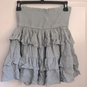 Ice blue ruffled mini skirt